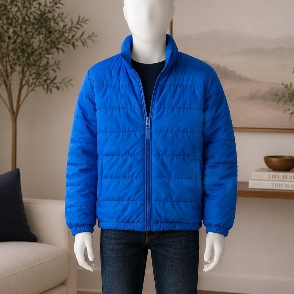 The Children's Place Boys Puffer Jacket Blue Quilted Lightweight Size 10/12